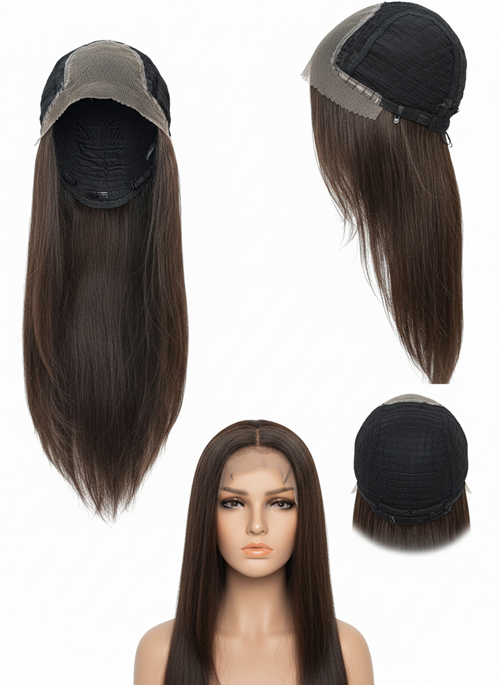 Hình ảnh cận cảnh kết cấu da lưới bên trong bộ tóc giả nguyên đầu của Shop Tóc Giả Sài Gòn