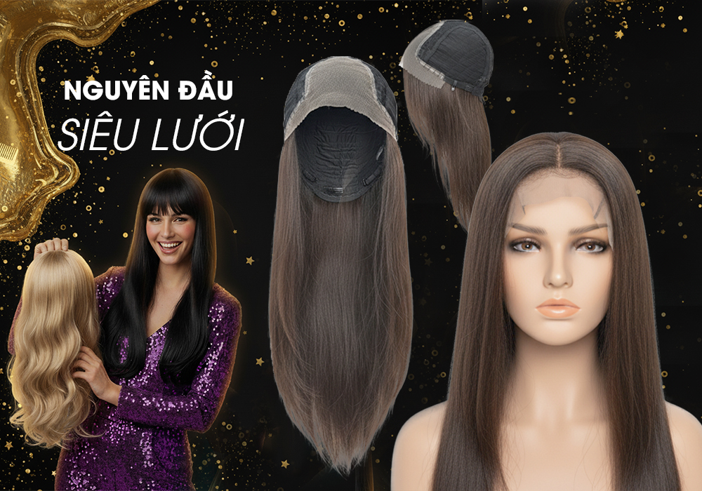 tóc giả nguyên đầu da lưới