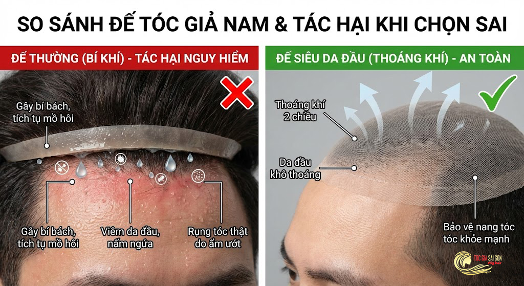 Tác hại khi chọn sai loại tóc giả nam