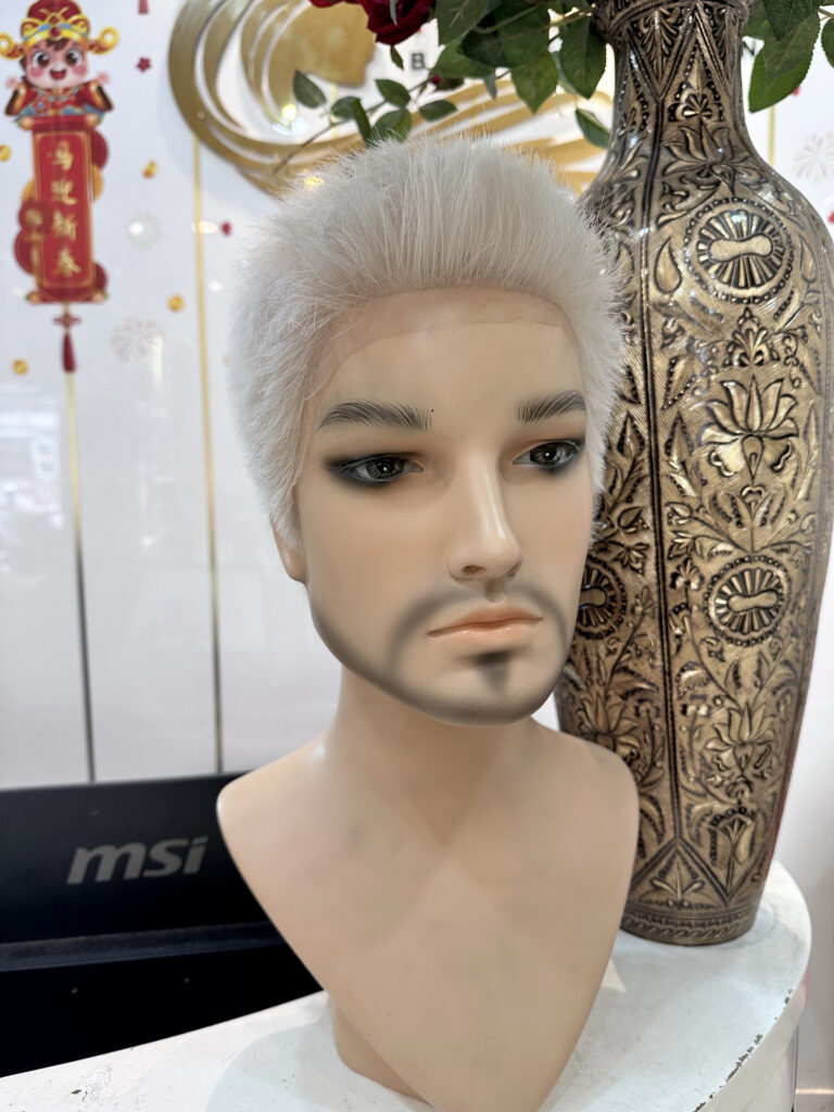 tóc giả nam nguyên đầu kiểu đầu đinh màu bạch kim - LACE WIG for men