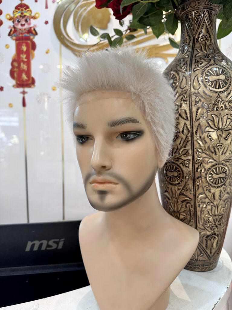 tóc giả nam nguyên đầu kiểu đầu đinh màu bạch kim - LACE WIG for men
