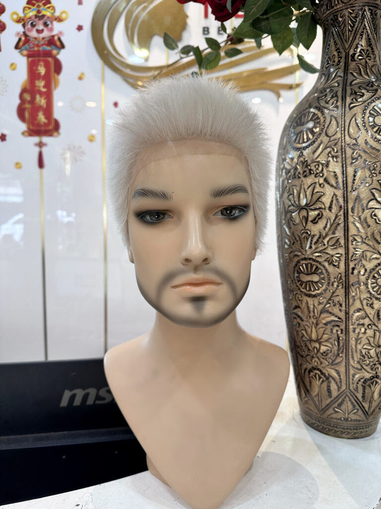 tóc giả nam nguyên đầu kiểu đầu đinh màu bạch kim - LACE WIG for men