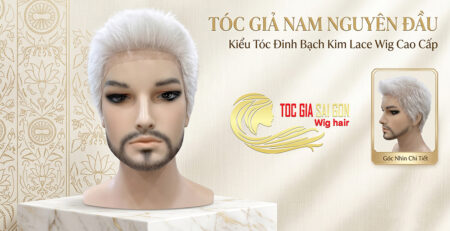 tóc giả nam nguyên đầu kiểu đầu đinh màu bạch kim - LACE WIG for men