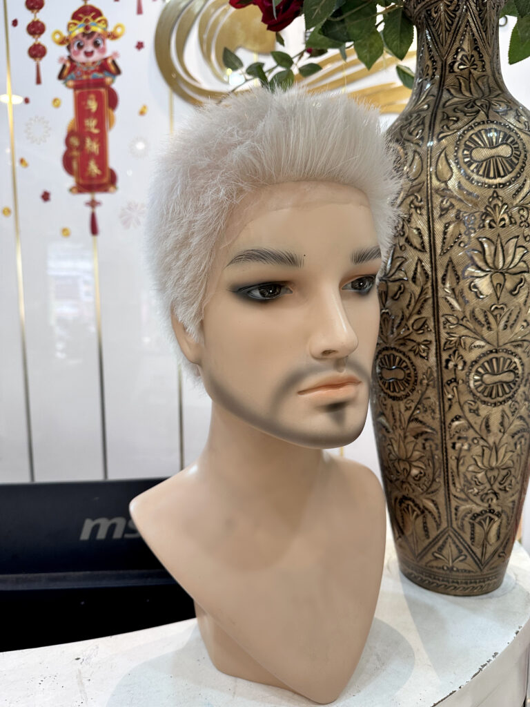 tóc giả nam nguyên đầu kiểu đầu đinh màu bạch kim - LACE WIG for men