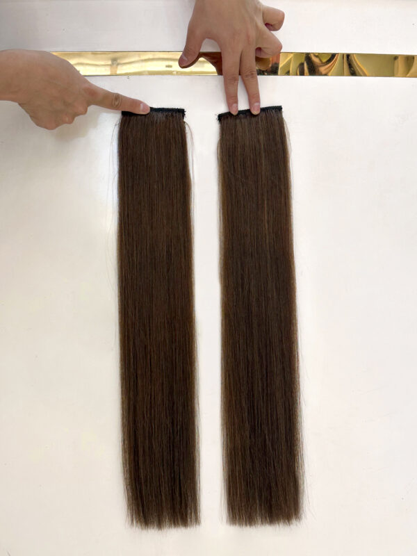 Trải nghiệm vẻ đẹp ngọt ngào của bộ 4 phím tóc giả 60cm nâu tone 6 làm từ 100% tóc thật tại Tóc Giả Sài Gòn