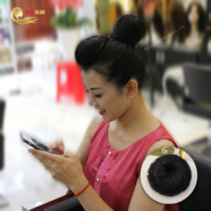 búi tóc giả tóc thật màu đen