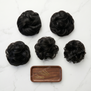 búi tóc giả messy bun