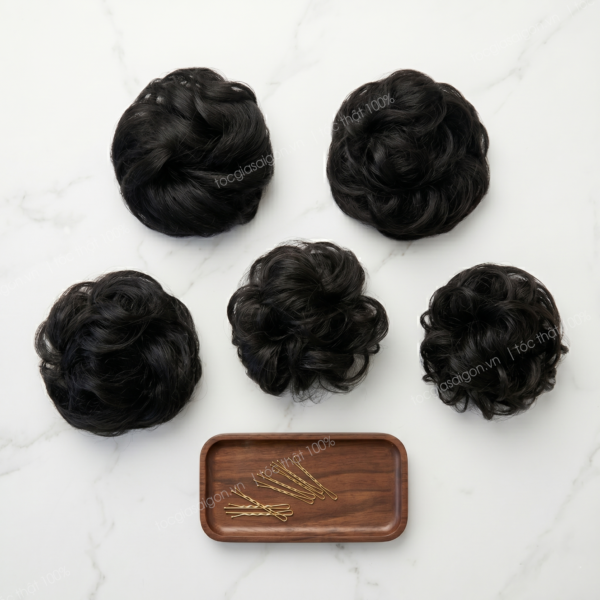 búi tóc giả messy bun