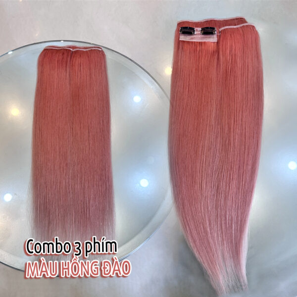 combo-3-phim-toc-mau-hong-dao-tgsg (1) Cận cảnh độ mềm mượt của combo 3 phím tóc làm từ 100% tóc thật màu hồng đào tại Tóc Giả Sài Gòn
