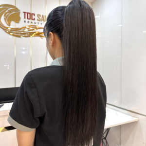 Tóc đuôi ngựa thẳng đen tự nhiên bằng tóc thật mềm mượt