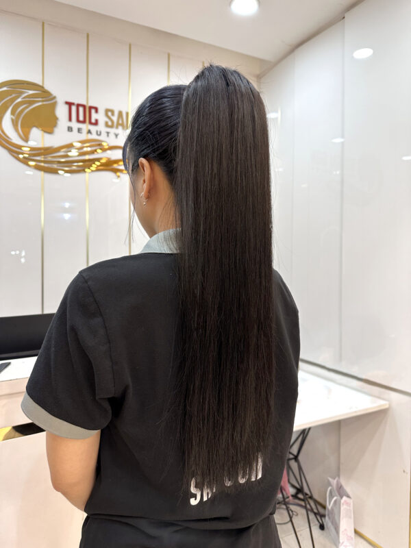Tóc đuôi ngựa thẳng đen tự nhiên bằng tóc thật mềm mượt