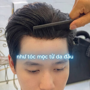 Cận cảnh kết cấu lưới mỏng tệp da đầu của tóc giả nam phủ hói da siêu lưới làm từ 100% tóc thật tại Tóc Giả Sài Gòn
