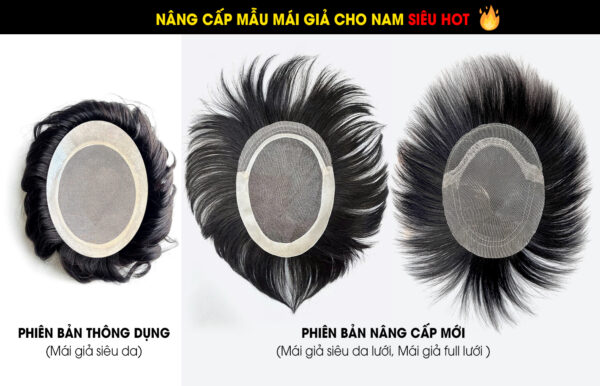 Cận cảnh kết cấu lưới mỏng tệp da đầu của tóc giả nam phủ hói da siêu lưới làm từ 100% tóc thật tại Tóc Giả Sài Gòn