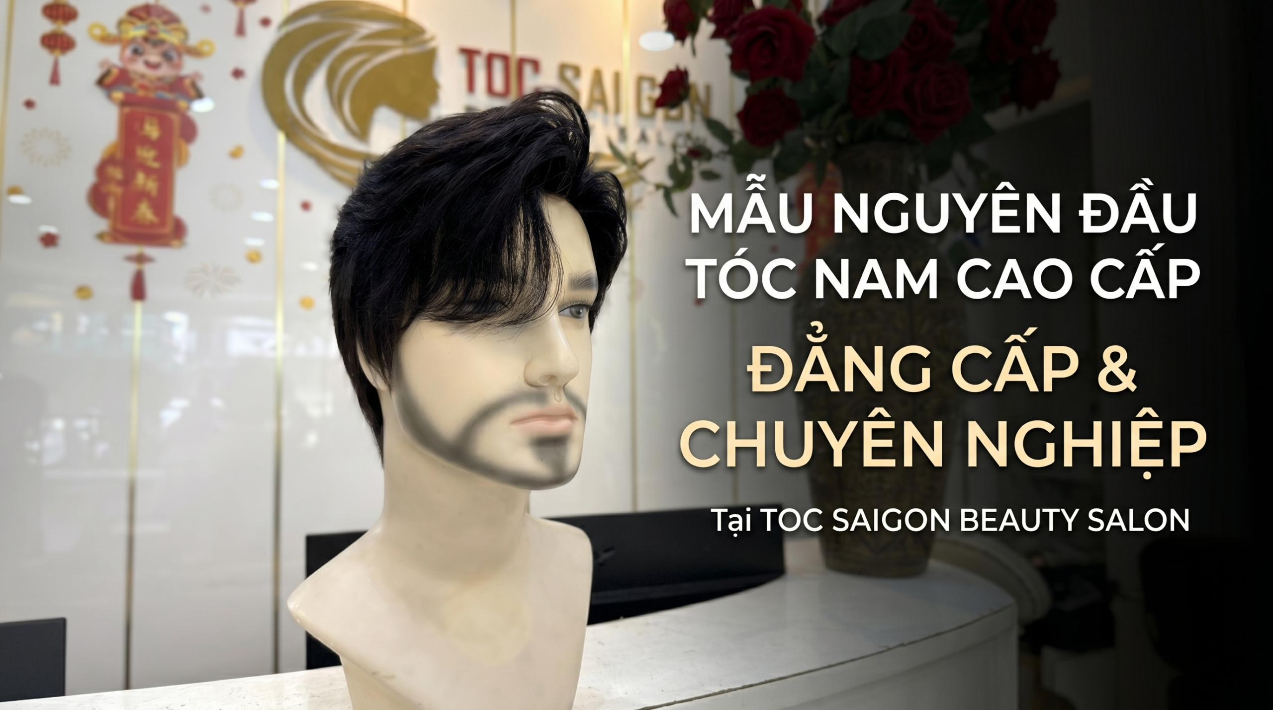 Tóc giả nguyên đầu nam tóc thật tự nhiên
