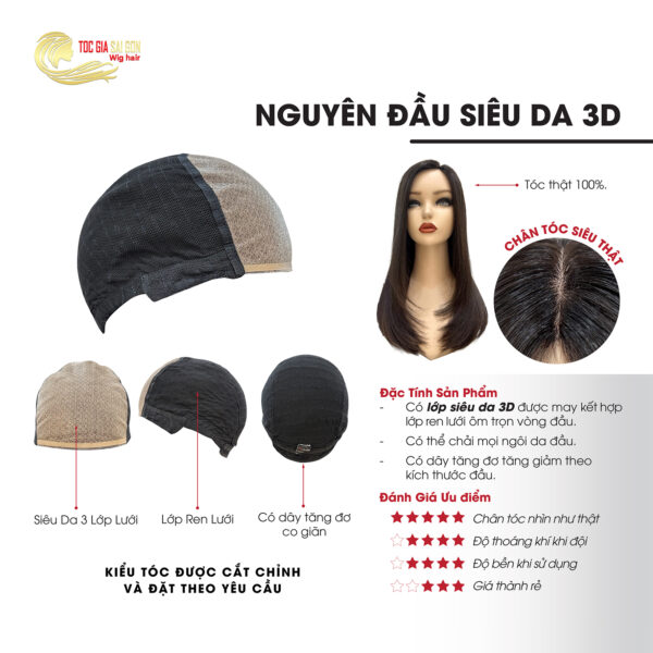 tóc giả nguyên đầu đế siêu da 3d của tóc giả sài gòn
